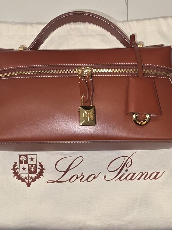 Loro Piana Handbags - Loro Piana Chestnut Saddle Leather Top-Handle Satchel with Gold Hardware